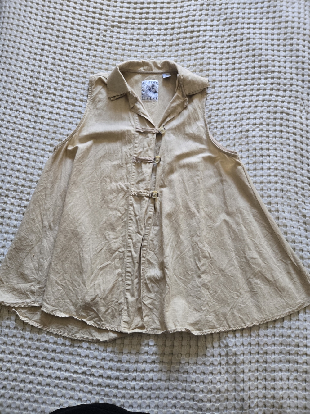 Vintage-Inspired Tan Vest Tunic Top